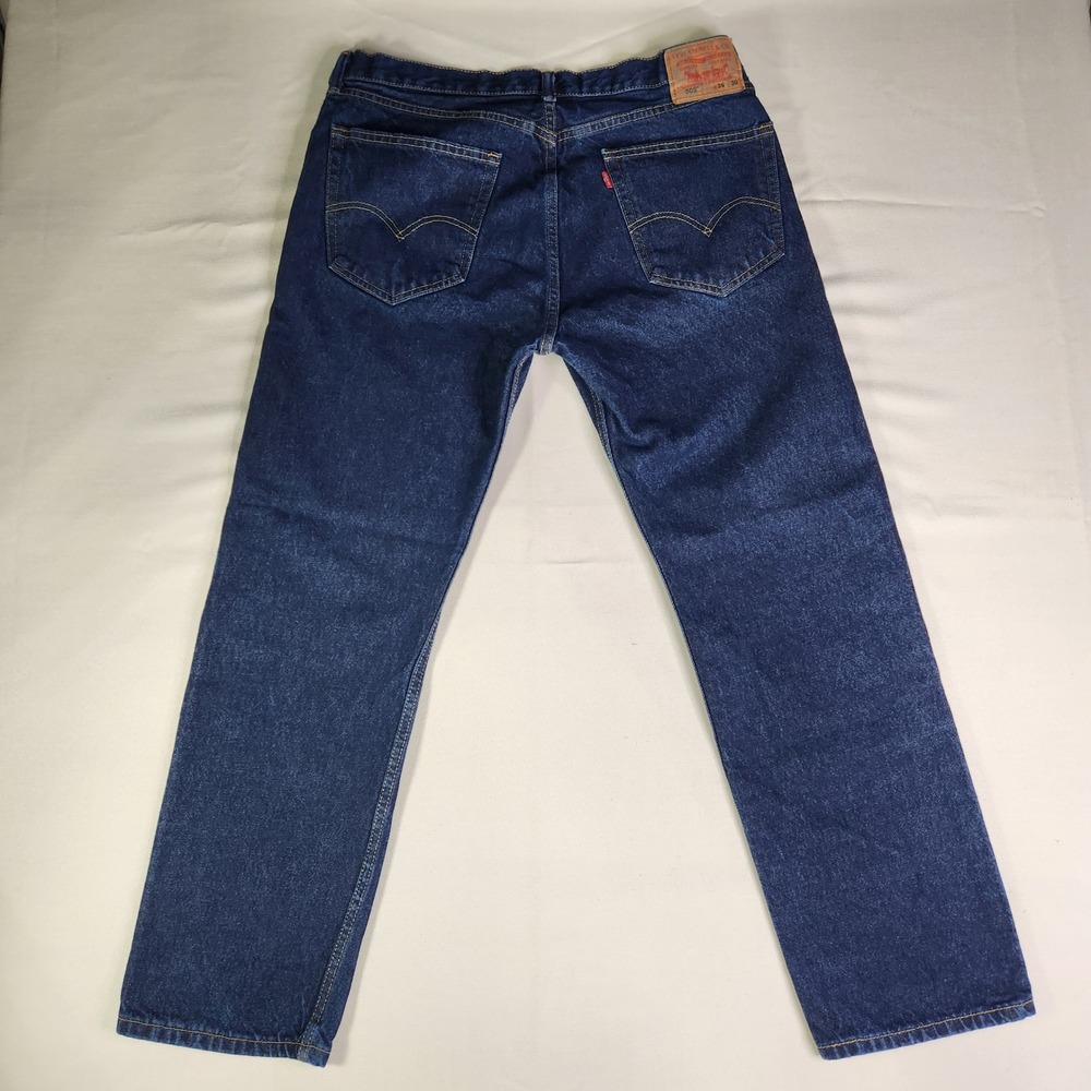 Levis 505 Regular Fit Jeans Mens 36x30 Dark Wash Straight Leg Blue Denim - Picture 11 of 14